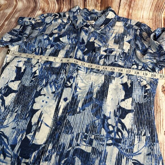 NEW Christopher & Banks Size Medium Linen Blend Button Collar Short Sleeve Top - Picture 5 of 9